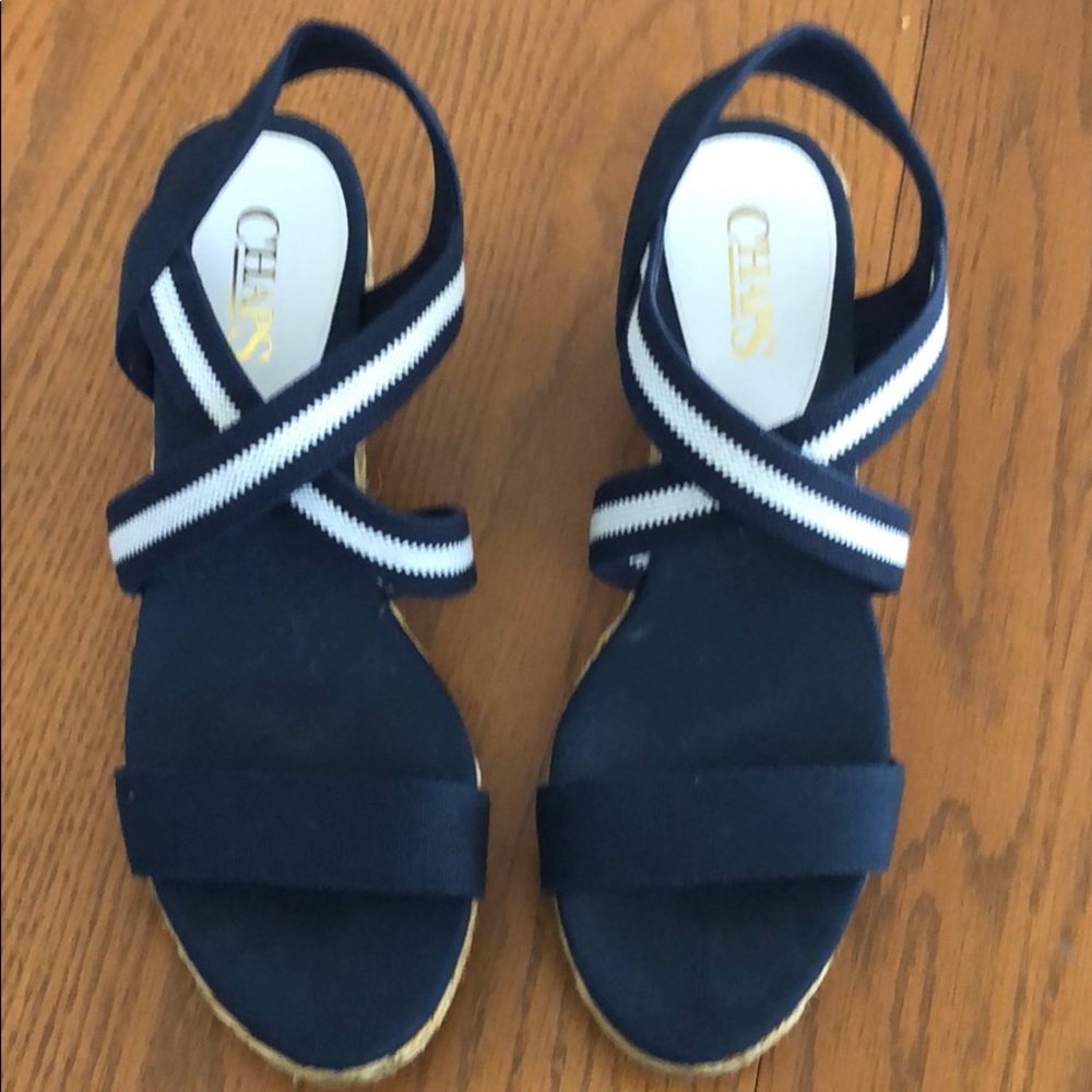 Chaps navy blue and white wedges